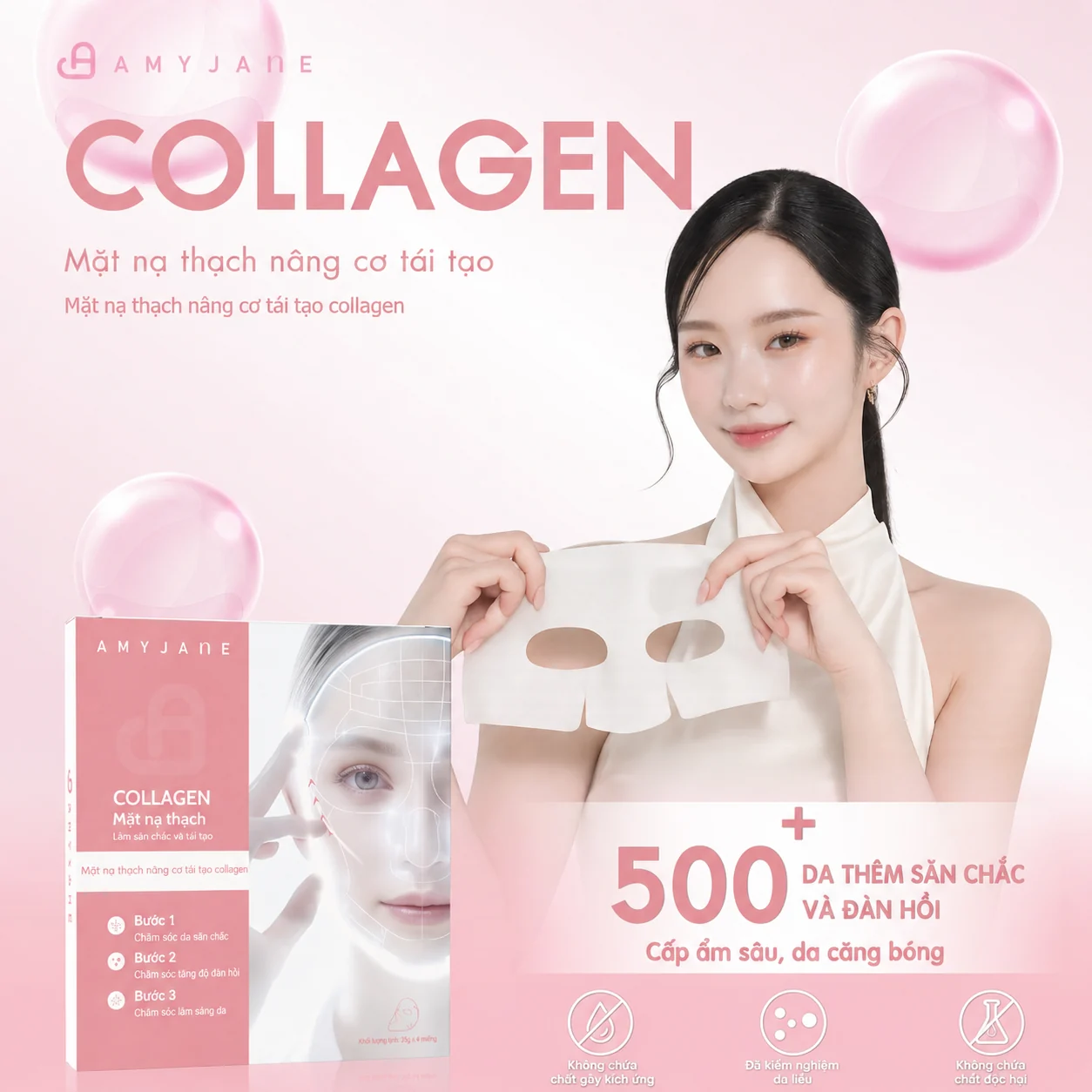 AMYJANE Collagen Renewal Lift Gel Mask 500 Dalton collagen presentation
