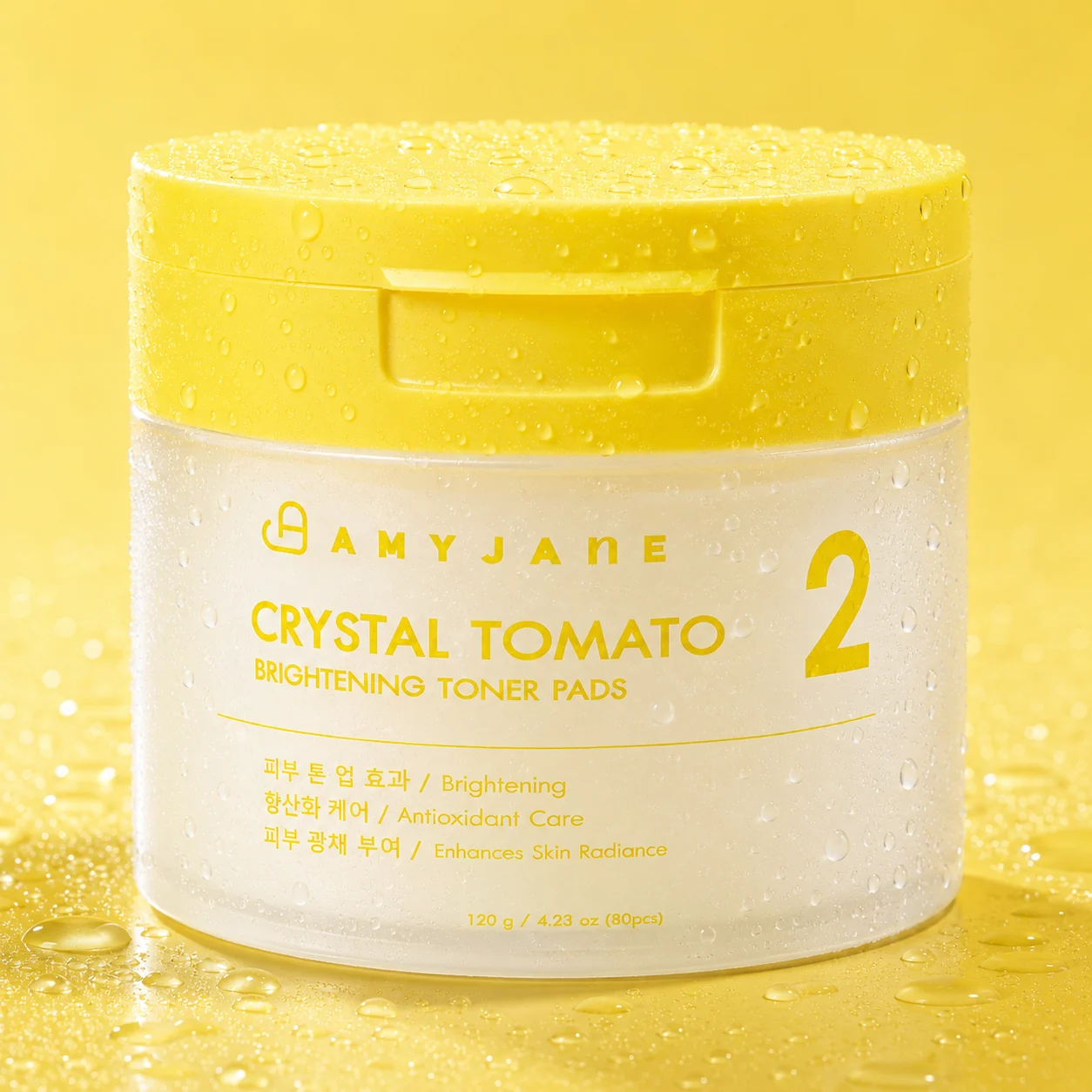 AMYJANE Crystal Tomato Brightening Toner Pads package and product profile