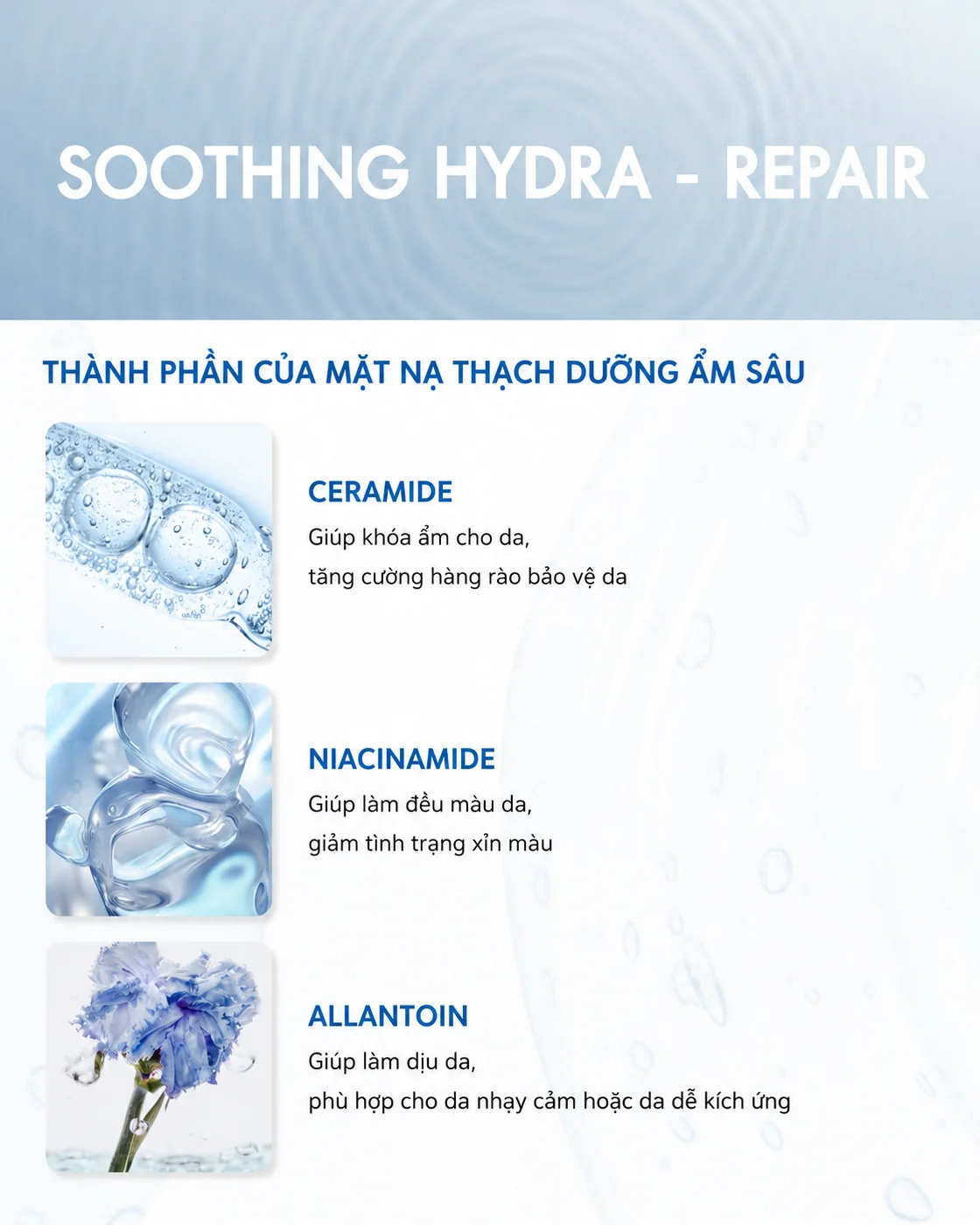 AMYJANE Soothing Hydra-Repair Sheet Mask ceramide niacinamide and allantoin ingredients
