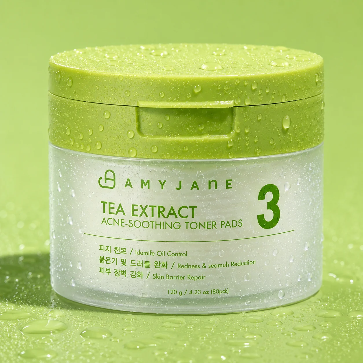 AMYJANE Tea Extract Acne-Soothing Toner Pads package and product profile