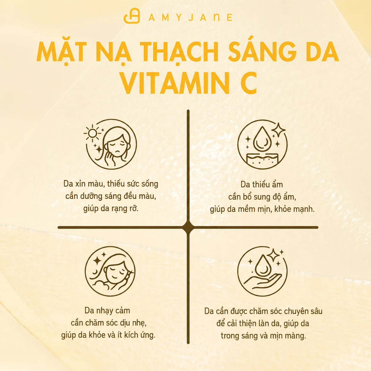 AMYJANE Vitamin C Brightening Gel Mask four brightening-care benefits